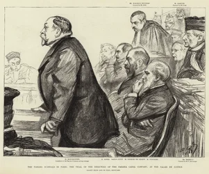 Die Panama-Skandale in Paris, der Prozess der Direktoren der Panama-Kanal-Gesellschaft, im Palais de Justice